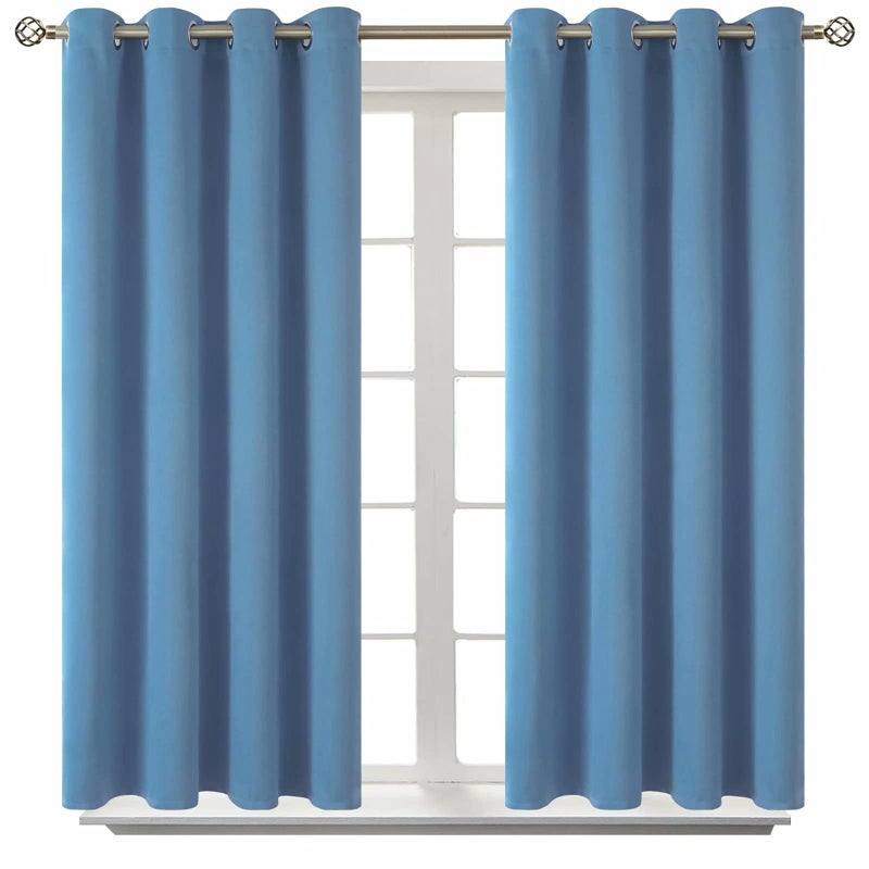 BGment Blackout Curtains for Bedroom - Grommet Thermal Insulated Room Darkening Curtains for Living Room, Set of 2 Panels (52 x 45 Inch, Faded Denim) - Image 1